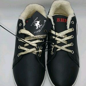 Beverly Hills Polo Club Black Sneakers with Gold Laces WOMEN New Size 9